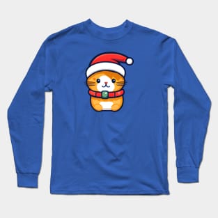 Xmas Ginger cat in Santa hat Long Sleeve T-Shirt